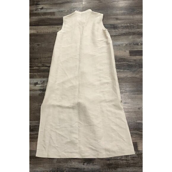 Eileen Fisher Button Down Silk Sleeveless Dress Size XS Beige - Picture 3 of 5